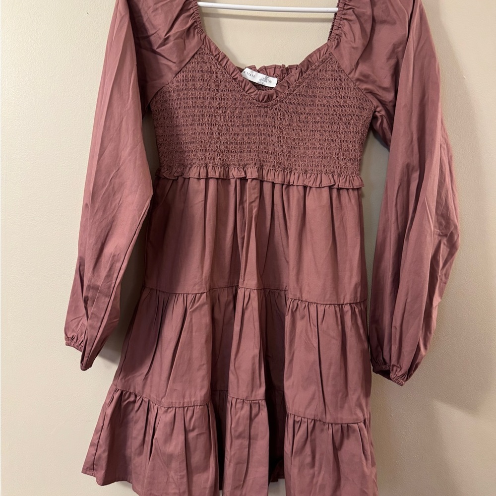Altard State Mauve Smocked Ruffle Dress